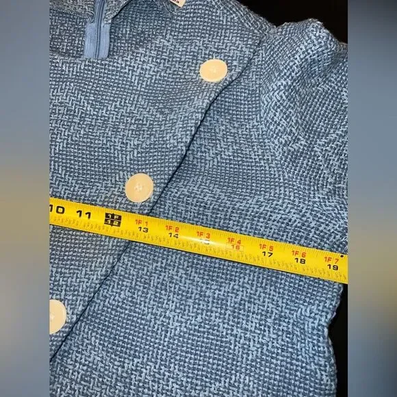 ZARA Trf Puffed Sleeve Blue Blazer Style Top Size Medium EUC - Picture 7 of 8